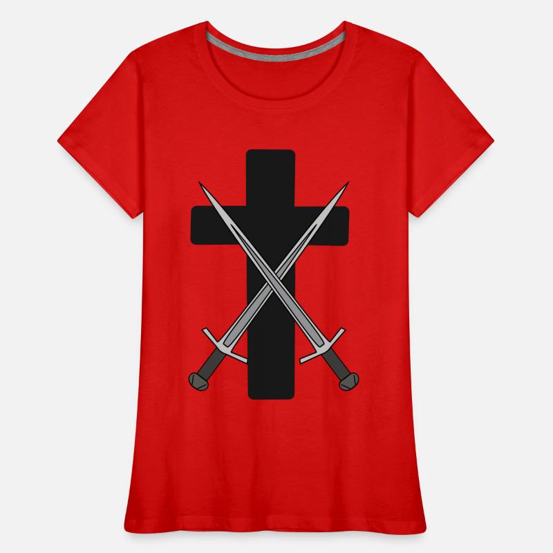 Dark Cross Médiéval Épées Guerrier Combattant T-shirt bio Premium Femme