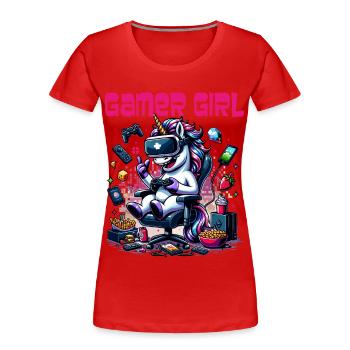 Gamer Girl Gaming & Gamer Femmes & Filles - T-shirt bio Premium Femme - rouge - Devant - Mia (176cm)