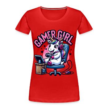 Gamer Girl Gaming & Gamer Femmes & Filles - T-shirt bio Premium Femme - rouge - Devant - Mia (176cm)