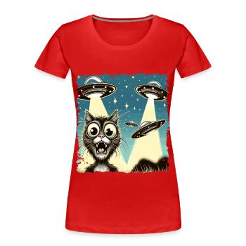 Funny Alien Alien Believe - Women's Premium Organic T-Shirt - red - Front - Mia (176cm)