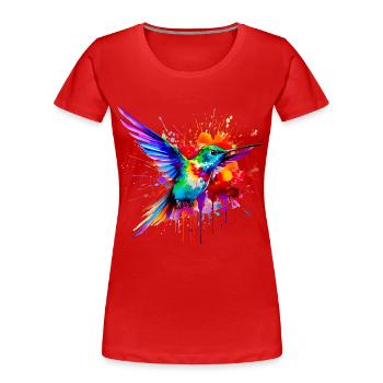 colibri en aquarelle - T-shirt bio Premium Femme - rouge - Devant - Mia (176cm)