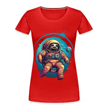Paresseux astronaute espace espace cadeau - T-shirt bio Premium Femme - rouge - Devant - Mia (176cm)