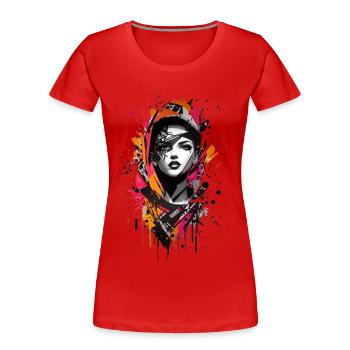 Abstrait coloré jeune femme Graffiti Art - T-shirt bio Premium Femme - rouge - Devant - Mia (176cm)