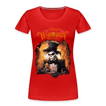 Buvez ou traitez drôle joyeux Halloween monstre - T-shirt bio Premium Femme - rouge - Devant - Mia (176cm)