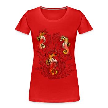 Seepferdchen - Frauen Premium Bio T-Shirt - Rot - Vorne - Mia (176cm)