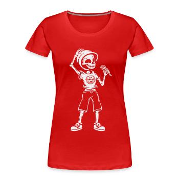 Lustiges Skelett Totenkopf Sänger Halloween - Frauen Premium Bio T-Shirt - Rot - Vorne - Mia (176cm)