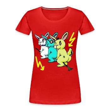 Lapin Voyage Balai Vol Protection de l’environnement Eco Changement climatique - T-shirt bio Premium Femme - rouge - Devant - Mia (176cm)