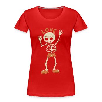 Tanzendes Skelett Totenkopf Love Halloween - Frauen Premium Bio T-Shirt - Rot - Vorne - Mia (176cm)