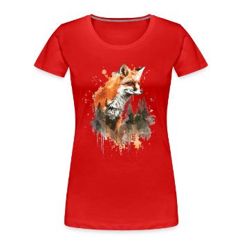 Aquarell Fuchs, Fuchs - Frauen Premium Bio T-Shirt - Rot - Vorne - Mia (176cm)