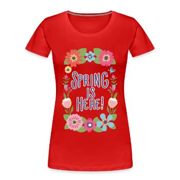 Printemps Le printemps est là Fleurs Fleurs de printemps - T-shirt bio Premium Femme - rouge - Devant - Mia (176cm)