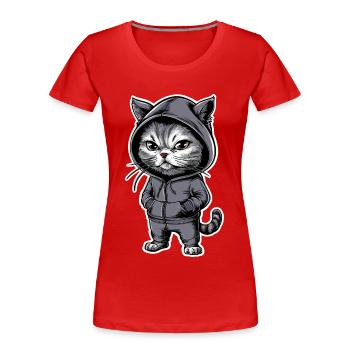 Ärgerliche Böse Katze Grummelige Katze - Frauen Premium Bio T-Shirt - Rot - Vorne - Mia (176cm)