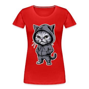 Ärgerliche Böse Katze Grummelige Katze - Frauen Premium Bio T-Shirt - Rot - Vorne - Mia (176cm)
