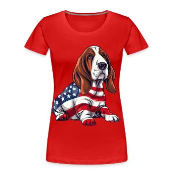 Basset Hound Dog 4th of July American Flag Gifts - Women's Premium Organic T-Shirt - red - Front - Mia (176cm)