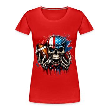 Amerikanische Flagge Totenkopf Fußball Design - Frauen Premium Bio T-Shirt - Rot - Vorne - Mia (176cm)