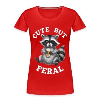 Funny Raccoon Cute But Feral Vintage Raccoon Lover - Women's Premium Organic T-Shirt - red - Front - Mia (176cm)