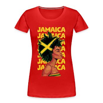 Jamaikanische Schwarze Frau Jamaika Afro Haar Flagge Mädchen - Frauen Premium Bio T-Shirt - Rot - Vorne - Mia (176cm)