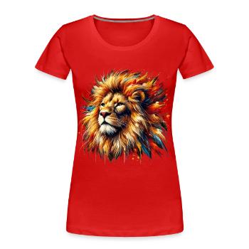 Löwe im Aquarell, bunt - Frauen Premium Bio T-Shirt - Rot - Vorne - Mia (176cm)