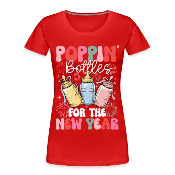 Knallende Flaschen für das neue Jahr, Boho-Blumen-Neugeborenen-Intensivstation - Frauen Premium Bio T-Shirt - Rot - Vorne - Mia (176cm)