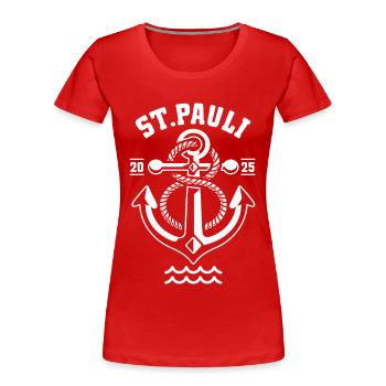 St. Pauli Hamburg Anker Reeperbahn - T-shirt bio Premium Femme - rouge - Devant - Mia (176cm)