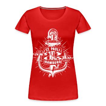 St. Pauli Anker Reeperbahn Kiez - T-shirt bio Premium Femme - rouge - Devant - Mia (176cm)