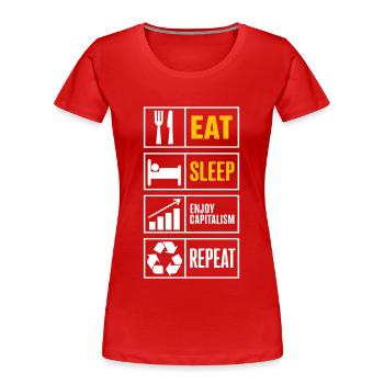 Kapitalismus genießen Aktien Sprüche - Frauen Premium Bio T-Shirt - Rot - Vorne - Mia (176cm)