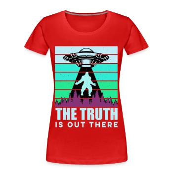 OVNI Bigfoot Yeti Sasquatch - T-shirt bio Premium Femme - rouge - Devant - Mia (176cm)