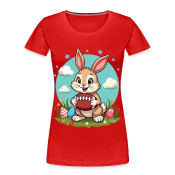 American Football Osterhase Sport Ostern Spaß - Frauen Premium Bio T-Shirt - Rot - Vorne - Mia (176cm)
