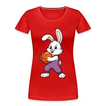 Osterhase spielt Basketball Ostern - Frauen Premium Bio T-Shirt - Rot - Vorne - Mia (176cm)