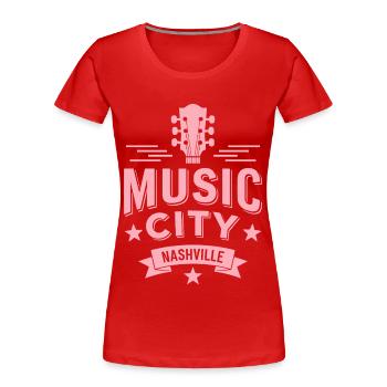 Music City Nashville Gitarre Tennessee - Frauen Premium Bio T-Shirt - Rot - Vorne - Mia (176cm)