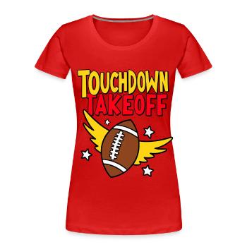 Touchdown Takeoff – Football mit Flügeln - Frauen Premium Bio T-Shirt - Rot - Vorne - Mia (176cm)