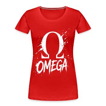 Omega Symbol Splash - Frauen Premium Bio T-Shirt - Rot - Vorne - Mia (176cm)
