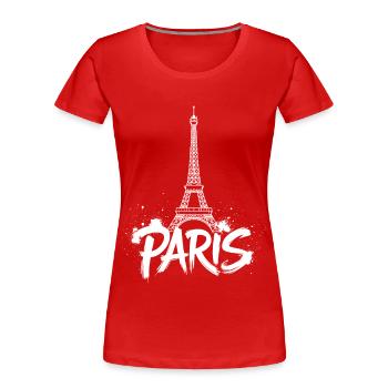Eiffelturm Pop Art Nacht Szene - Frauen Premium Bio T-Shirt - Rot - Vorne - Mia (176cm)