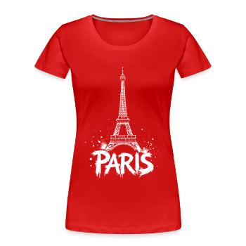 Eiffelturm Pop Art Nacht Szene - Frauen Premium Bio T-Shirt - Rot - Vorne - Mia (176cm)