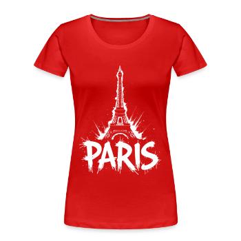 Eiffelturm Pop Art Nacht Szene - Frauen Premium Bio T-Shirt - Rot - Vorne - Mia (176cm)