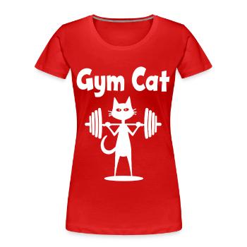 Gym Cat - Sportlicher Katzen-Spruch - Frauen Premium Bio T-Shirt - Rot - Vorne - Mia (176cm)