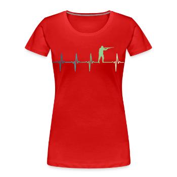 chasse Battement de coeur chasseur  - T-shirt bio Premium Femme - rouge - Devant - Mia (176cm)