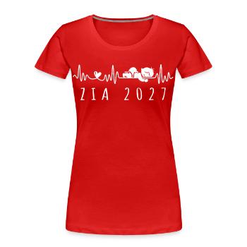 Zia 2027 Battito Cardiaco Annuncio Gravidanza - Frauen Premium Bio T-Shirt - Rot - Vorne - Mia (176cm)