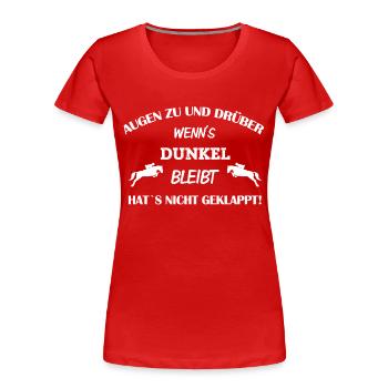AUGEN ZU UND DRÜBER - Springreiten - Frauen Premium Bio T-Shirt - Rot - Vorne - Mia (176cm)