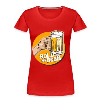 bière - T-shirt bio Premium Femme - rouge - Devant - Mia (176cm)