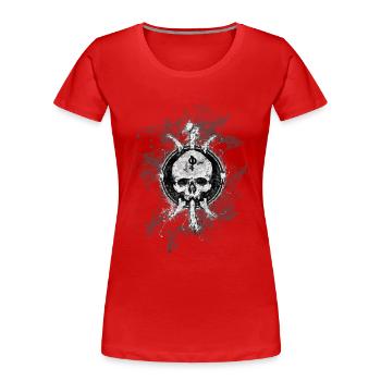 Gothic Death Skull Paint Splatter Art - Women's Premium Organic T-Shirt - red - Front - Mia (176cm)