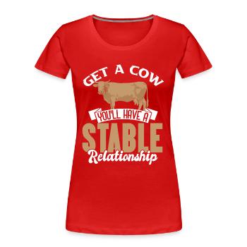 Kuh Rind Berge - Frauen Premium Bio T-Shirt - Rot - Vorne - Mia (176cm)