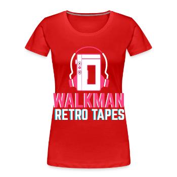 Bandes rétro Walkman - T-shirt bio Premium Femme - rouge - Devant - Mia (176cm)