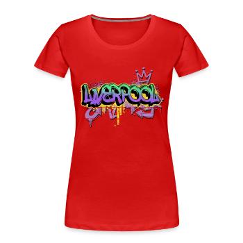Liverpool England UK Stadt Graffiti Spray Sprayer - Frauen Premium Bio T-Shirt - Rot - Vorne - Mia (176cm)