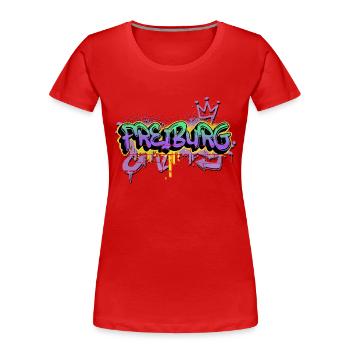 Freiburg Deutschland Stadt Graffiti Spray Sprayer - Frauen Premium Bio T-Shirt - Rot - Vorne - Mia (176cm)