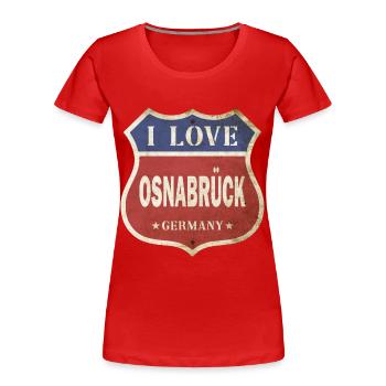 Osnabrück Deutschland Stadt I Love Vintage Retro - Frauen Premium Bio T-Shirt - Rot - Vorne - Mia (176cm)