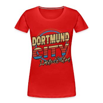 Dortmund Allemagne City Police 80s Style - T-shirt bio Premium Femme - rouge - Devant - Mia (176cm)