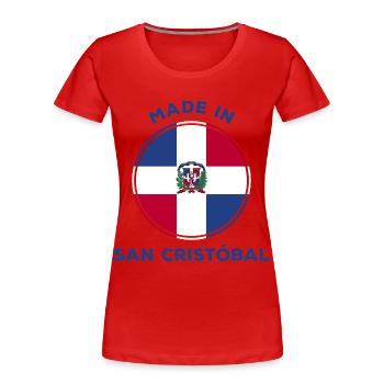 San Cristobal - T-shirt bio Premium Femme - rouge - Devant - Mia (176cm)