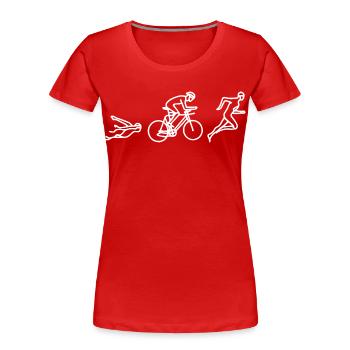 Croquis de triathlon - T-shirt bio Premium Femme - rouge - Devant - Mia (176cm)