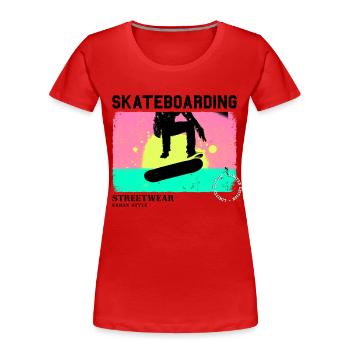 Skateboarding Skate Skater Skateboard Sk8 Vintage - T-shirt bio Premium Femme - rouge - Devant - Mia (176cm)