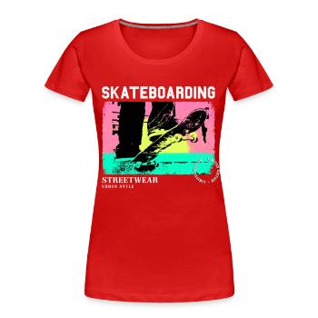 Skateboarding Skate Skater Skateboard Sk8 Vintage - T-shirt bio Premium Femme - rouge - Devant - Mia (176cm)